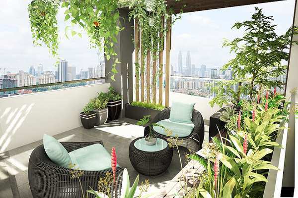 mẫu trang trí sân vườn sân thượng đẹp